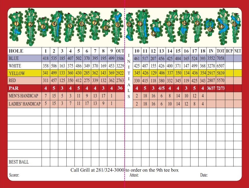 Red Wolf Golf Resort Scorecard